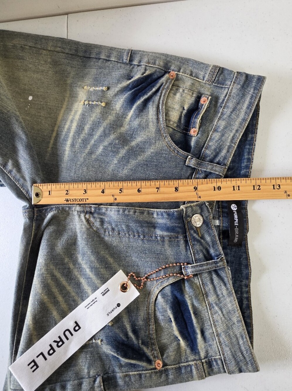Purple Brand Paint Splatter Jeans Size W-30 Distressed Faded Denim Edgy NEW - Picture 10 of 16